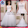 2015 new style see through neckline with exquisite beading on bodic tulle skirt description of wedding dress